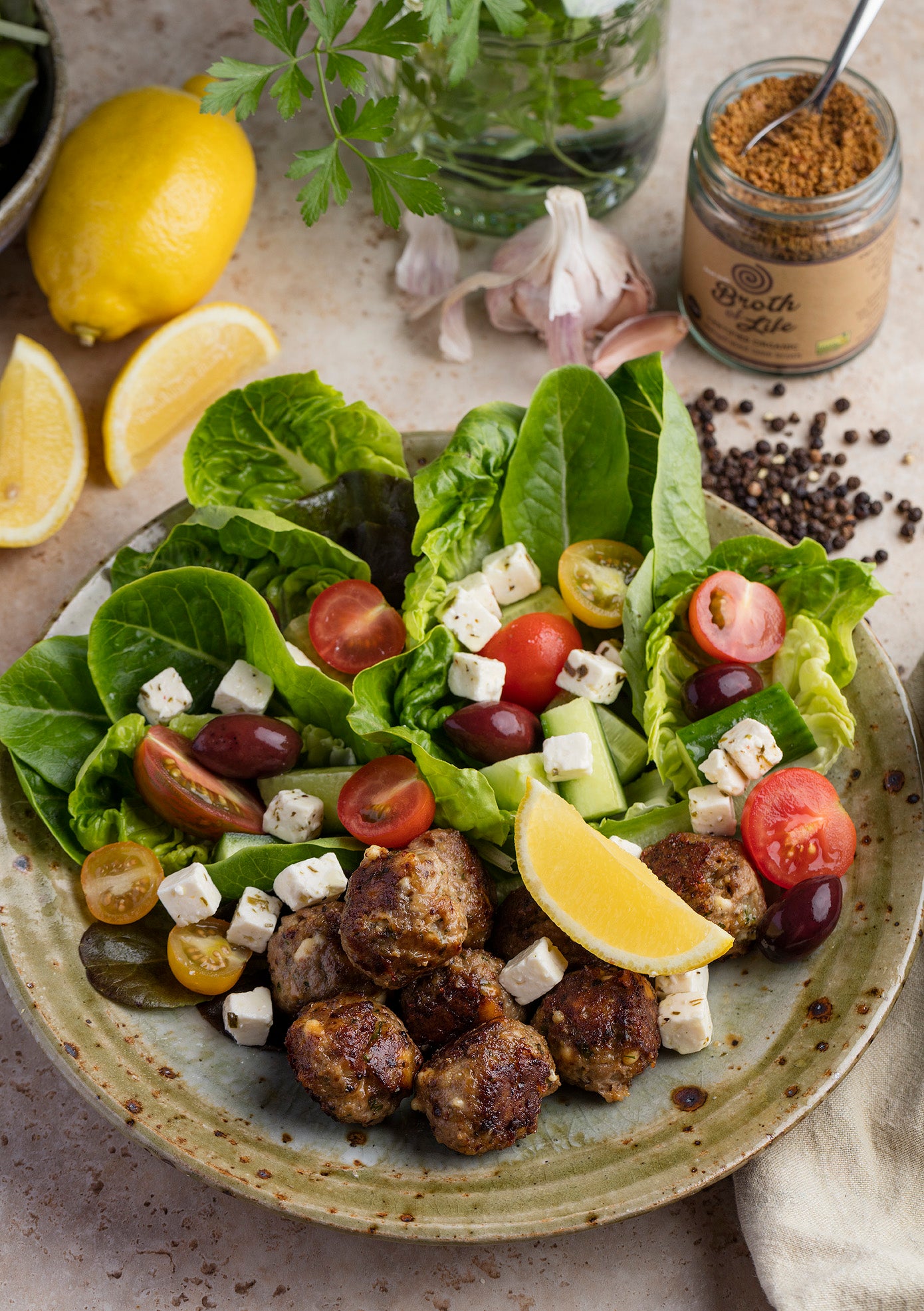 Greek Lamb Meatballs with Feta & Lemon
