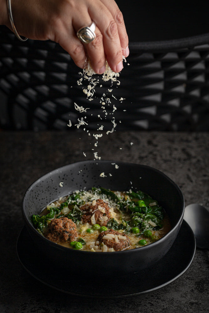 Italian Meatballs with Rice & Broth