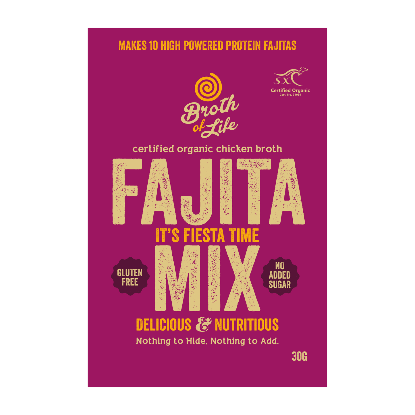 Certified organic fajita mix with bone broth by Broth of Life Australia