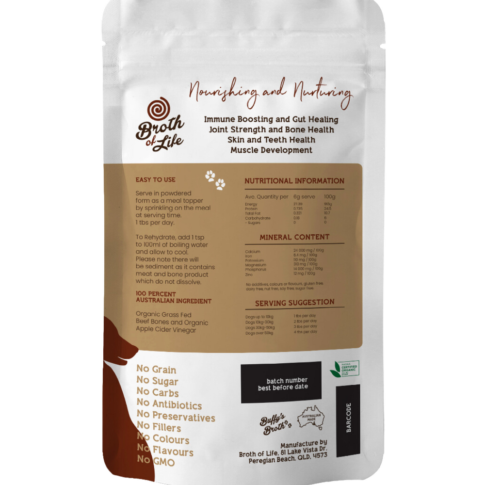 
                  
                    Organic Bone Broth for Dogs
                  
                