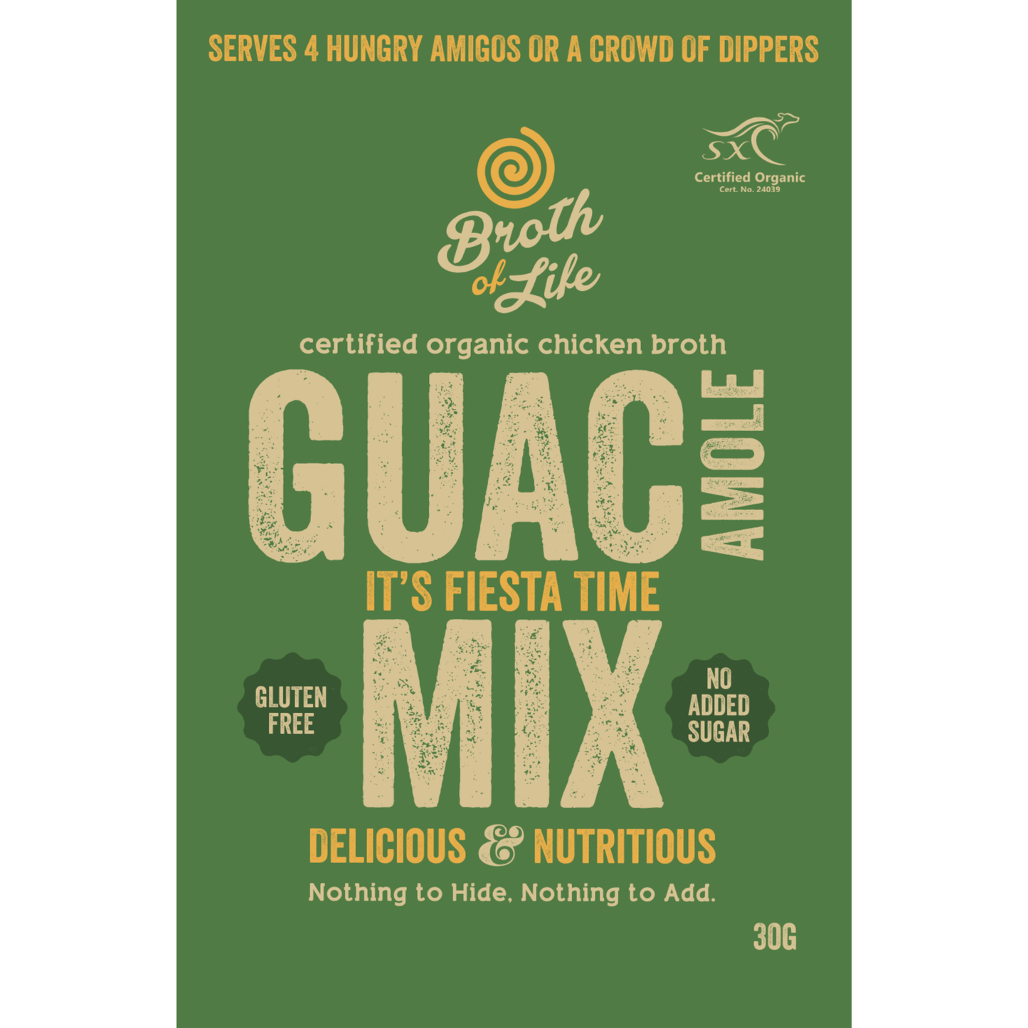 Broth of Life Organic Guacamole Spice Mix Front packaging