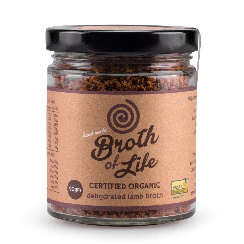 Broth of Life 90g jar of organic dehydrated Lamb Bone Broth